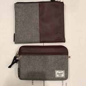 Herschel Travel Zip Bags Burgundy and Grey Duo